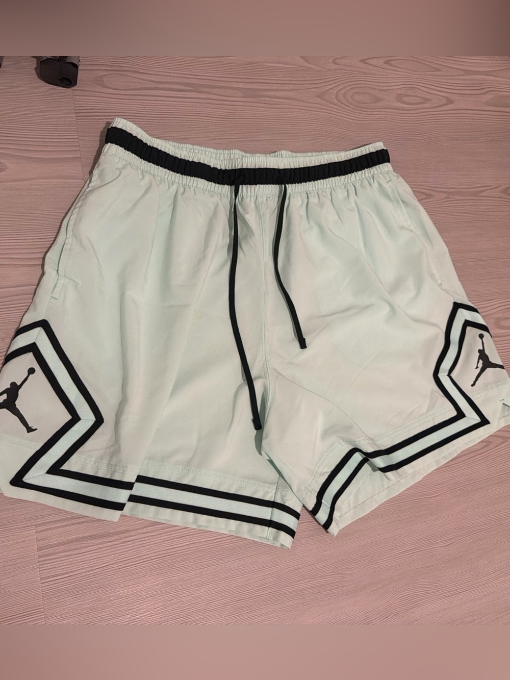 Nike Mens Mint Green Athletic Shorts with Black Trim